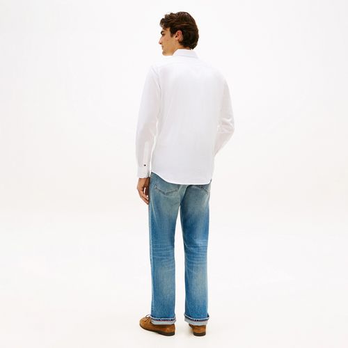 Camisa Tommy Hilfiger Em Sarja Com Colarinho Button Down Flex