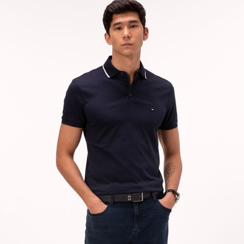 Polo Tommy Hilfiger Em Algodão Liquido Com Detalhe Frisos