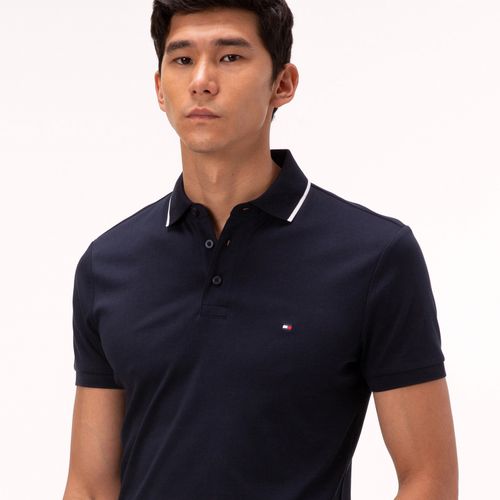 Polo Tommy Hilfiger Em Algodão Liquido Com Detalhe Frisos
