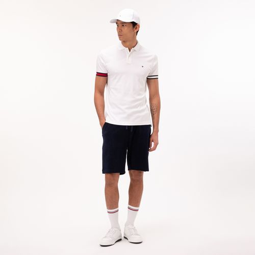 Polo De Malha Interlock De Modelagem Justo Com Detalhes Nas Pontas
