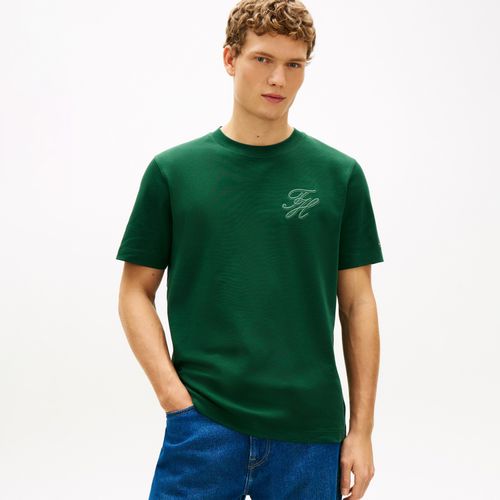 Camiseta De Gola Redonda Com Bordado Tonal Do Logotipo