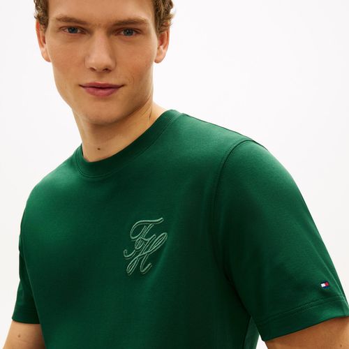 Camiseta De Gola Redonda Com Bordado Tonal Do Logotipo