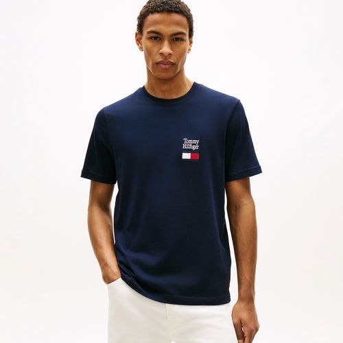 Camiseta De Gola Redonda Em Malha Com Bordado Do Logotipo