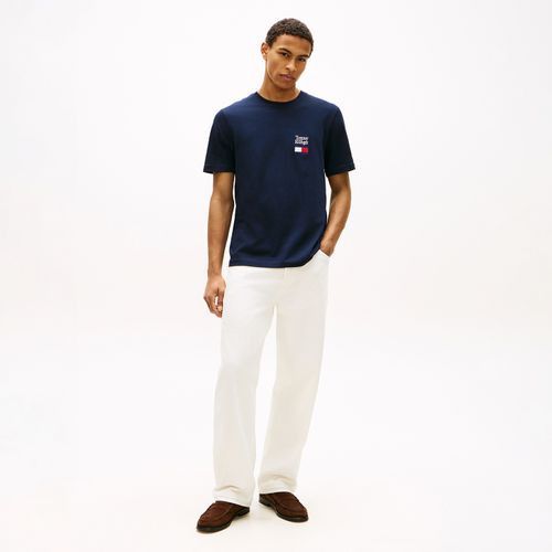 Camiseta De Gola Redonda Em Malha Com Bordado Do Logotipo