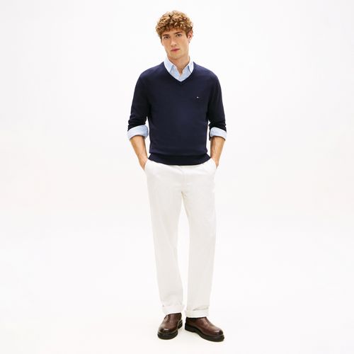 Suéter Tommy Hilfiger Essential De Algodão Com Gola V