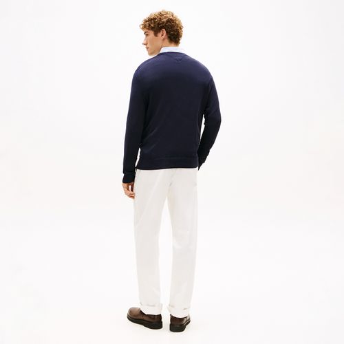 Suéter Tommy Hilfiger Essential De Algodão Com Gola V