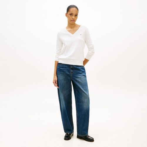 Suéter Tommy Hilfiger Em Jersey Stitch Com Gola V