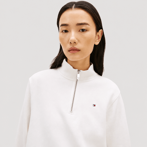 Moletom Tommy Hilfiger Em Terry Com Meio Zíper Manga Longa