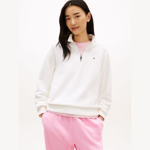 Moletom Tommy Hilfiger Em Terry Com Meio Zíper Manga Longa