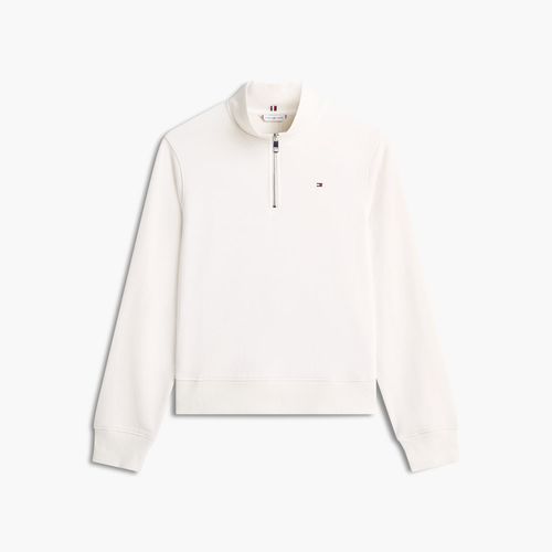 Moletom Tommy Hilfiger Em Terry Com Meio Zíper Manga Longa